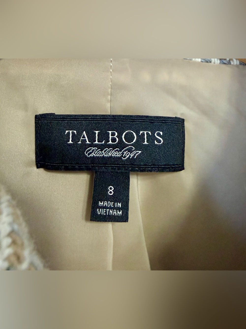 Talbots Herringbone Wool Linen Blend Blazer Jacket Size 8 - Picture 4 of 7